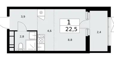 Wohnung 1 Zimmer in Moskau, Russland