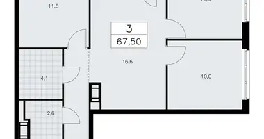 Apartamento 3 habitaciones en Krasnoye Selo, Rusia