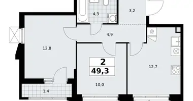 2 room apartment in Troitsk, Russia