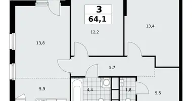 Appartement 3 chambres dans Moscou, Fédération de Russie