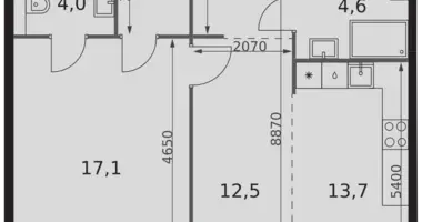 2 room apartment in Moscow, Russia