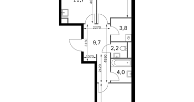 Apartamento 2 habitaciones en Moscú, Rusia