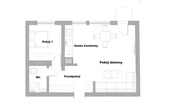 2 room apartment in Warsaw, Poland