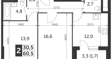 Apartamento 2 habitaciones en North-Eastern Administrative Okrug, Rusia