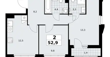 Apartamento 2 habitaciones en Troitsk, Rusia