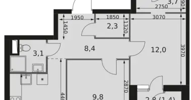 Appartement 2 chambres dans Moscou, Russie