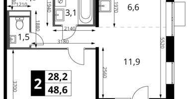 Wohnung 2 zimmer in Potapovo, Russland