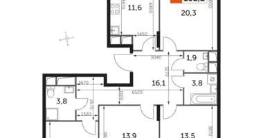 Apartamento 4 habitaciones en Razvilka, Rusia