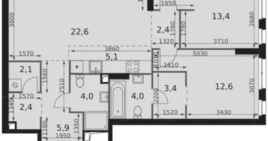 Appartement 3 chambres dans Moscou, Russie