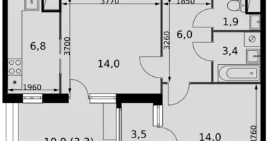 Apartamento 2 habitaciones en Razvilka, Rusia