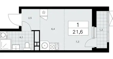 1 room apartment in Moscow, Russia