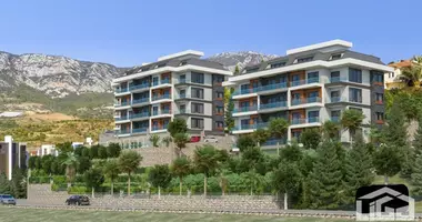 2 room apartment with parking, with swimming pool, with garden in Alanya, Turkey