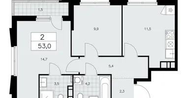 Apartamento 2 habitaciones en poselenie Sosenskoe, Rusia