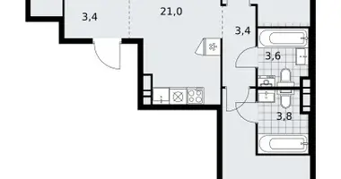 Apartamento 3 habitaciones en poselenie Sosenskoe, Rusia