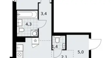 Apartamento 2 habitaciones en Troitsk, Rusia