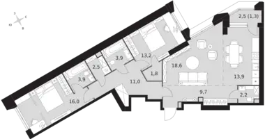 Mieszkanie 3 pokoi w Konkovo District, Rosja