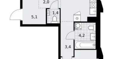 Apartamento 2 habitaciones en Troitsk, Rusia