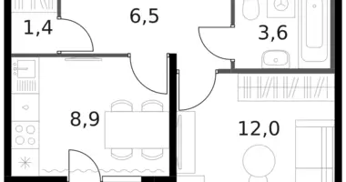 Wohnung 1 zimmer in Moskau, Russland