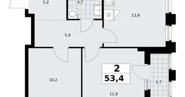Apartamento 2 habitaciones en Troitsk, Rusia