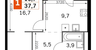 Apartamento 1 habitación en Moscú, Rusia