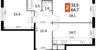 Квартира 2 комнаты в Развилка, Россия