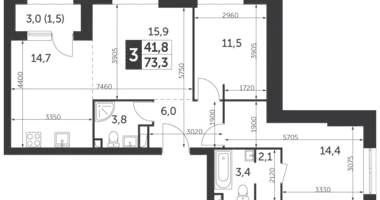 Apartamento 3 habitaciones en North-Eastern Administrative Okrug, Rusia