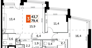 Appartement 3 chambres dans Moscou, Fédération de Russie