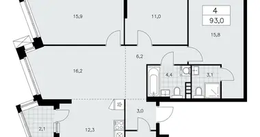 Apartamento 4 habitaciones en poselenie Sosenskoe, Rusia