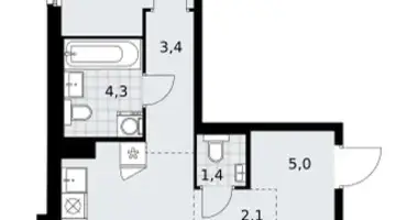 2 room apartment in Troitsk, Russia