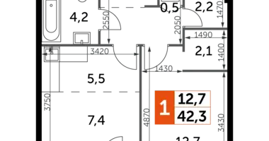 Appartement 1 chambre dans Moscou, Fédération de Russie