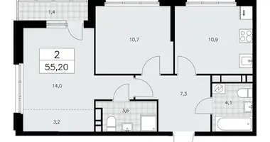 Apartamento 2 habitaciones en Moscú, Rusia