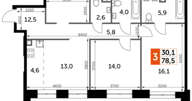 Apartamento 2 habitaciones en North-Western Administrative Okrug, Rusia