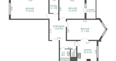 Apartamento 3 habitaciones en Minsk, Bielorrusia