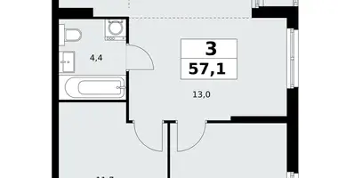 Apartamento 3 habitaciones en poselenie Sosenskoe, Rusia