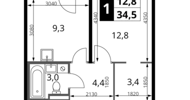 Apartamento 1 habitación en Potapovo, Rusia