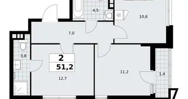 Apartamento 2 habitaciones en poselenie Sosenskoe, Rusia