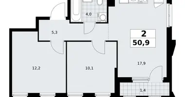 Apartamento 2 habitaciones en Troitsk, Rusia