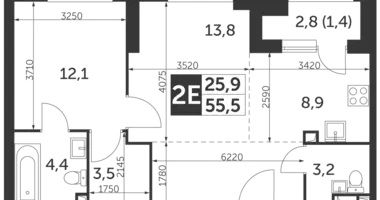 Apartamento 2 habitaciones en North-Eastern Administrative Okrug, Rusia