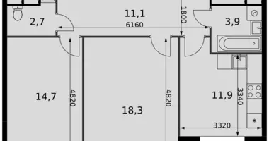 Apartamento 2 habitaciones en Razvilka, Rusia