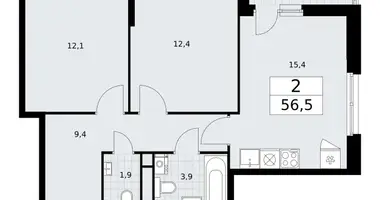 Wohnung 2 zimmer in Wnukowo, Russland