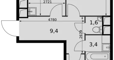 Apartamento 2 habitaciones en Razvilka, Rusia