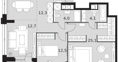 Wohnung 3 zimmer in Nordwestlicher Verwaltungsbezirk, Russland