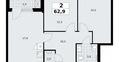 Apartamento 2 habitaciones en Troitsk, Rusia