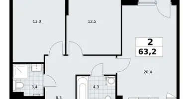 2 room apartment in Troitsk, Russia
