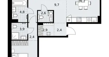 3 room apartment in Kommunarka, Russia