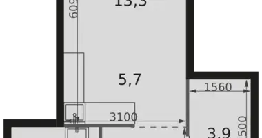 Estudio 1 habitación en Moscú, Rusia