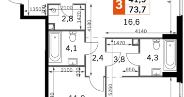 Wohnung 3 zimmer in Nordwestlicher Verwaltungsbezirk, Russland