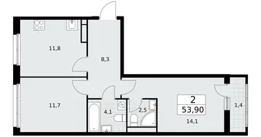 Apartamento 2 habitaciones en Postnikovo, Rusia