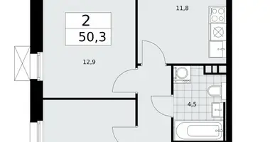 Apartamento 2 habitaciones en Moscú, Rusia