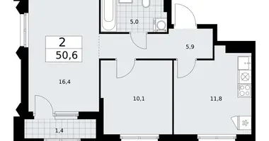 2 room apartment in Troitsk, Russia